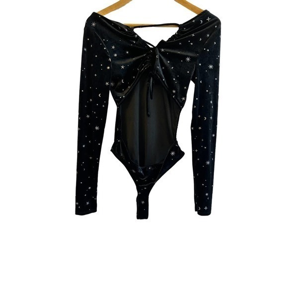Wild Fable Womens Stars and Moon Bodysuit Size Small‎ Black - Picture 4 of 7